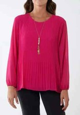 Women's Pleated Chiffon Lined With Necklace Summer Blouse Tunic Shirt Top Ladies