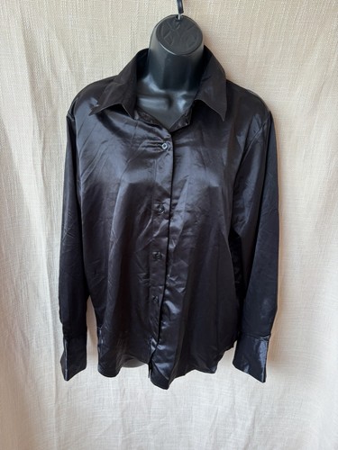 Black satin blouse size by - black, xs