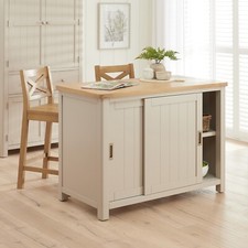 Marbury Putty Grey Painted Kitchen Island Counter with Breakfast Bar Table Top (