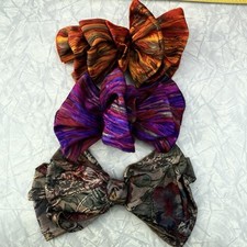 Vintage Hair Clips Barrettes Big Bows Floral Purple Orange Women’s Two Blondes