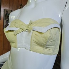 Vtg 50s Pin Up Cheesecake Foldover Boned Strapless Bullet Bra Crop Top 32 XS/S