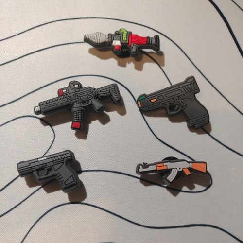 5pcs gun rubber shoe charms - rubber,