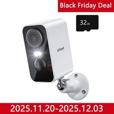 ieGeek No Monthly Fee 2K Wireless Security Camera Outdoor Battery CCTV System UK