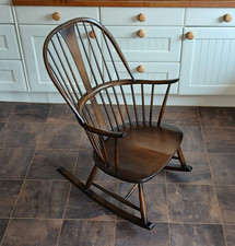 Vintage Ercol Windsor Double Bow Chairmakers Rocking Chair, Model 473