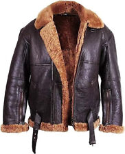 MEN'S RAF B3 BOMBER AVIATOR SHEEPSKIN LEATHER JACKET PILOT FLYING REAL FUR COAT