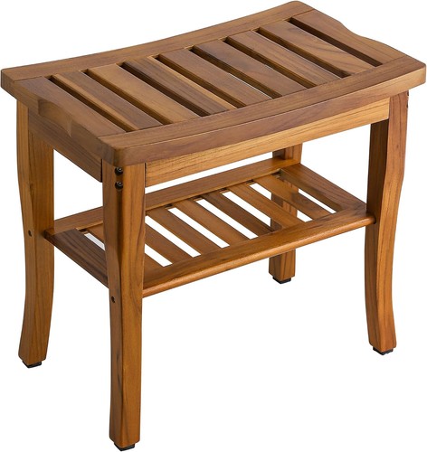 Teak shower bench - teak, storage