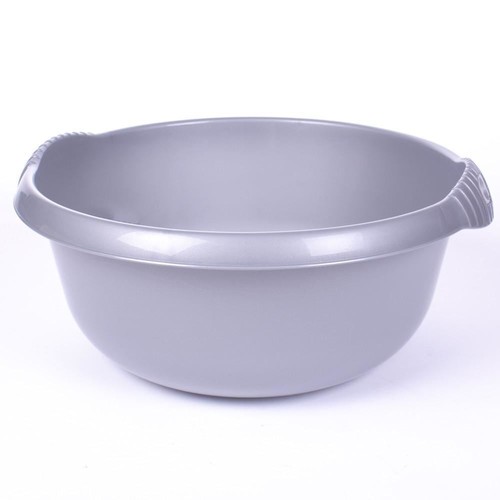 Silver round washing bowl - silver, up