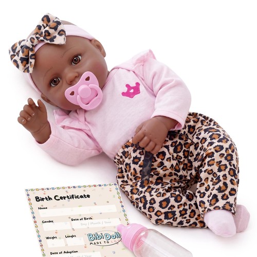 Black baby doll toy - black, reborn