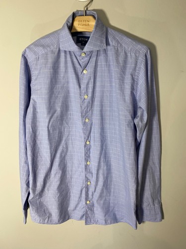 Eton mens blue smart check