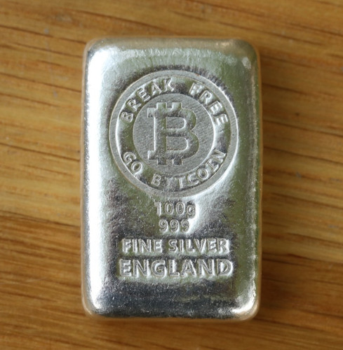 100g bitcoin silver cast bar - silver,