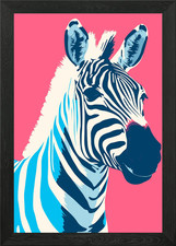 Zebra Risograph Animal Framed