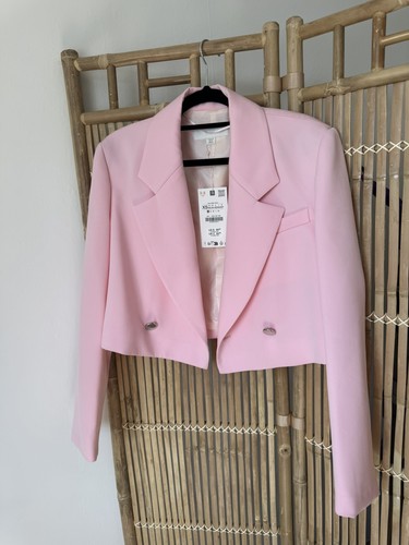 Zara pink cropped blazer - zara, with
