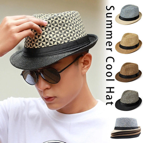 Mens straw fedora hat trilby - mens,