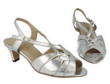 Ladies Equity Ex display Silver Foil Open toe Sandals size 6.5 E: Sarah