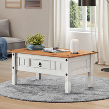 Corona Coffee Table White Wax