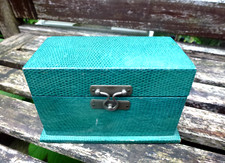 Vintage Green Wood Storage Box for Index Cards Recipes