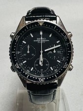 Seiko Chronograph Sports 7A38-6040 Black Diver Watch Rare Used 2511TK