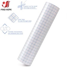 Adhesive Vinyl Transfer Paper Tape Roll Clear w/Blue Alignment Grid 30*100cm DIY