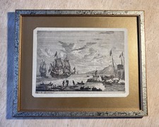 DUTCH SHIPS Antique 1656 Original Etching By Reinier Nooms (Zeeman).