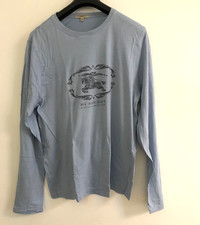 BURBERRY LONG SLEEVE BLUE MOTIF TEE SHIRT SIZE L