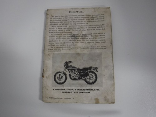 Kawasaki z1a owner manual - owner's,