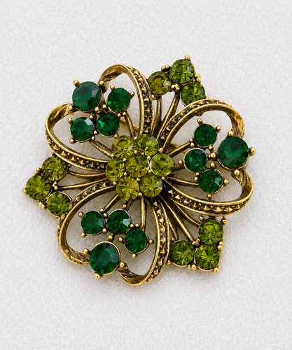 Vintage green brooch - green, brooch-gift