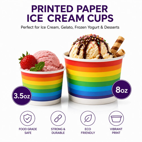 8oz printed ice cream - printed,