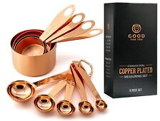 Copper Stainless Steel Measuring Cups and Spoons Set of 9 with Foiled Gift Box