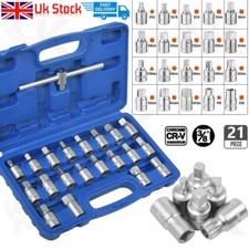 21Pcs 3/8" Oil Drain Sump Plug Key Socket Set Gearbox & Axle Removal Wrench Tool