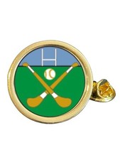 Hurling Gold Plated Domed Lapel Pin Badge in Bag