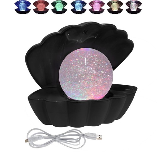 Black sea shell - lamp, glitter
