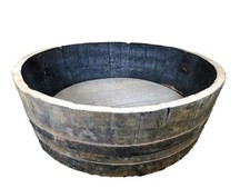 1/4 Genuine Half Whisky Barrel Planter Oak Whiskey Plant Container Flower Pot