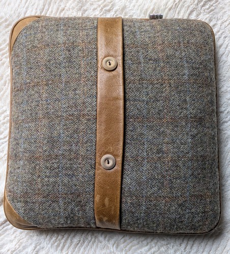 Harris tweed leather cushion - harris, &