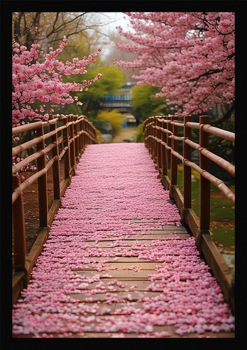 Vibrant cherry blossom - cherry, framed