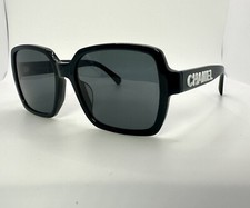 New Authentic CHANEL Sunglasses Black With White Logo CH5408 C.1026/S4