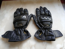 Made with KEVLAR CARBON KNUCKLES Motorcyclist Black Leather Gloves Size S VGC