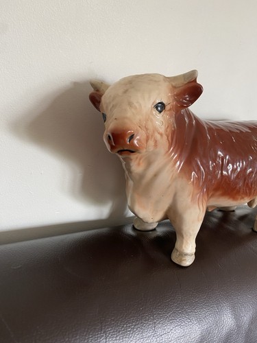 Ceramic hereford bull figure - ceramic,