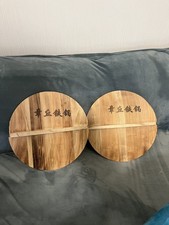 2 Wooden Wok Lid Kitchen Tool