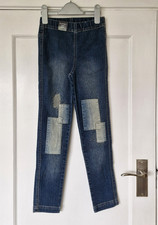 Girls Phister & Philina Patchwork Leggin Jeans Straight Leg Adjustable Waist