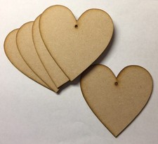 Laserkris Wooden 50mm (5cm) size MDF Hearts blank craft shapes signs with holes.