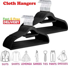 NON SLIP FLOCKED COAT CLOTHES HANGERS VELVET TROUSER HANGING SPACE SAVING