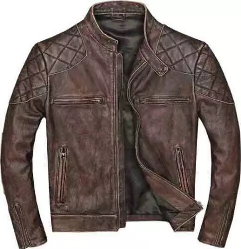 Leather jacket men - men's, cafe