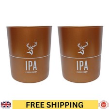 Glenfiddich IPA whiskey Glasses X 2 Special Edition Copper Colour Tumblers Pair 