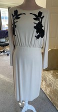 New Isabel de Pedro Ivory & Black Floral Appliqué Midi Dress – Size 44 (UK 12)