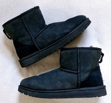 UGG Classic Mini II Boots Womens  UK8  Black  Suede Leather - Good Condition