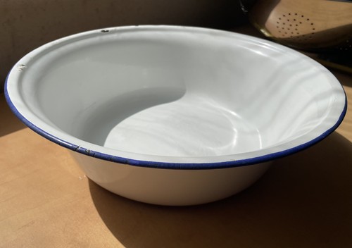 Vintage white enamel - bowl, 34cm