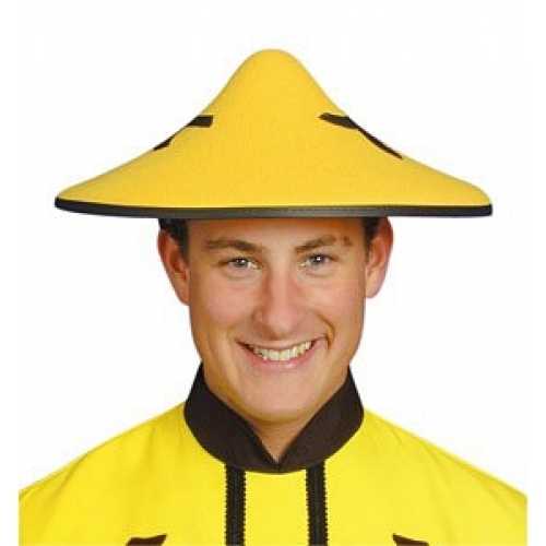 Chinese cooli yellow felt hat - cooli,