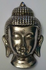 Buddha Wall Plaque Mask Beautiful Small Silver Coloured