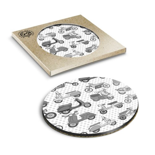 Boxed round coasters bw - boxed,