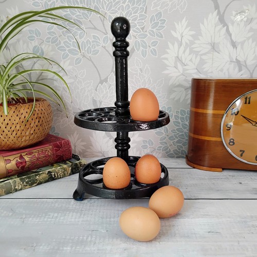 Cast iron egg holder rack - cast,